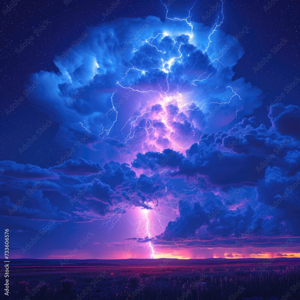 Prairie Lightning Storm: Dramatic Power Unleashed
