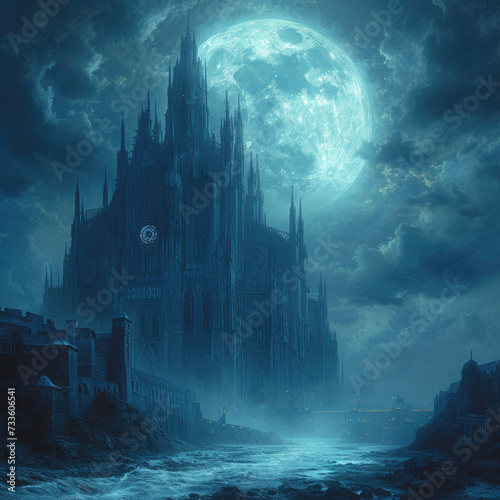 Gothic Cathedral by Full Moon: Eerie Magnificence