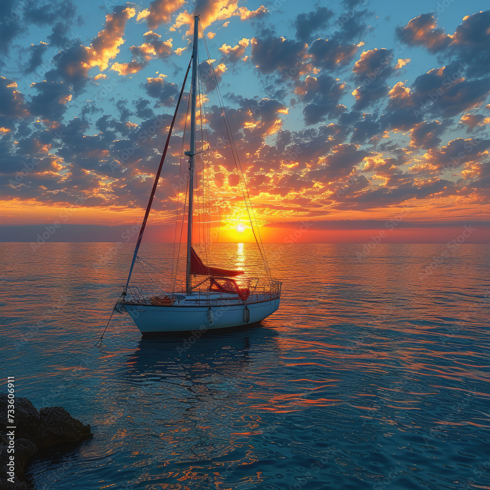 Mediterranean Sunset Sailing: Tranquil Beauty