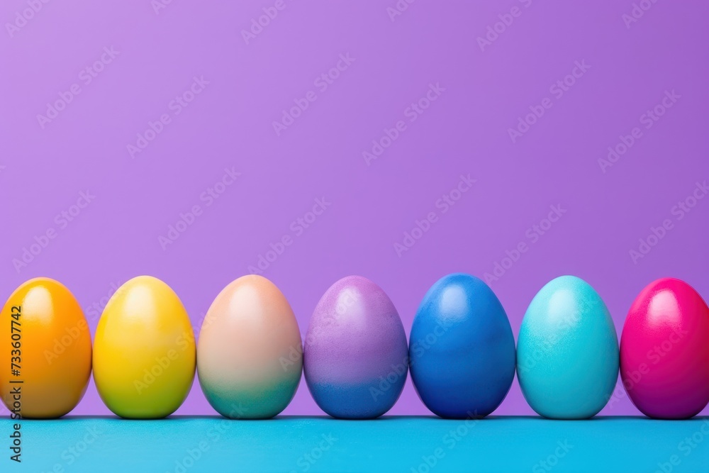 Colored easter eggs on a blue background with copy space. Colored easter eggs on a blue background with copy space.