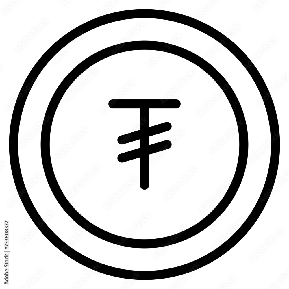  Tugrik, Coin, Money, Outline Icon