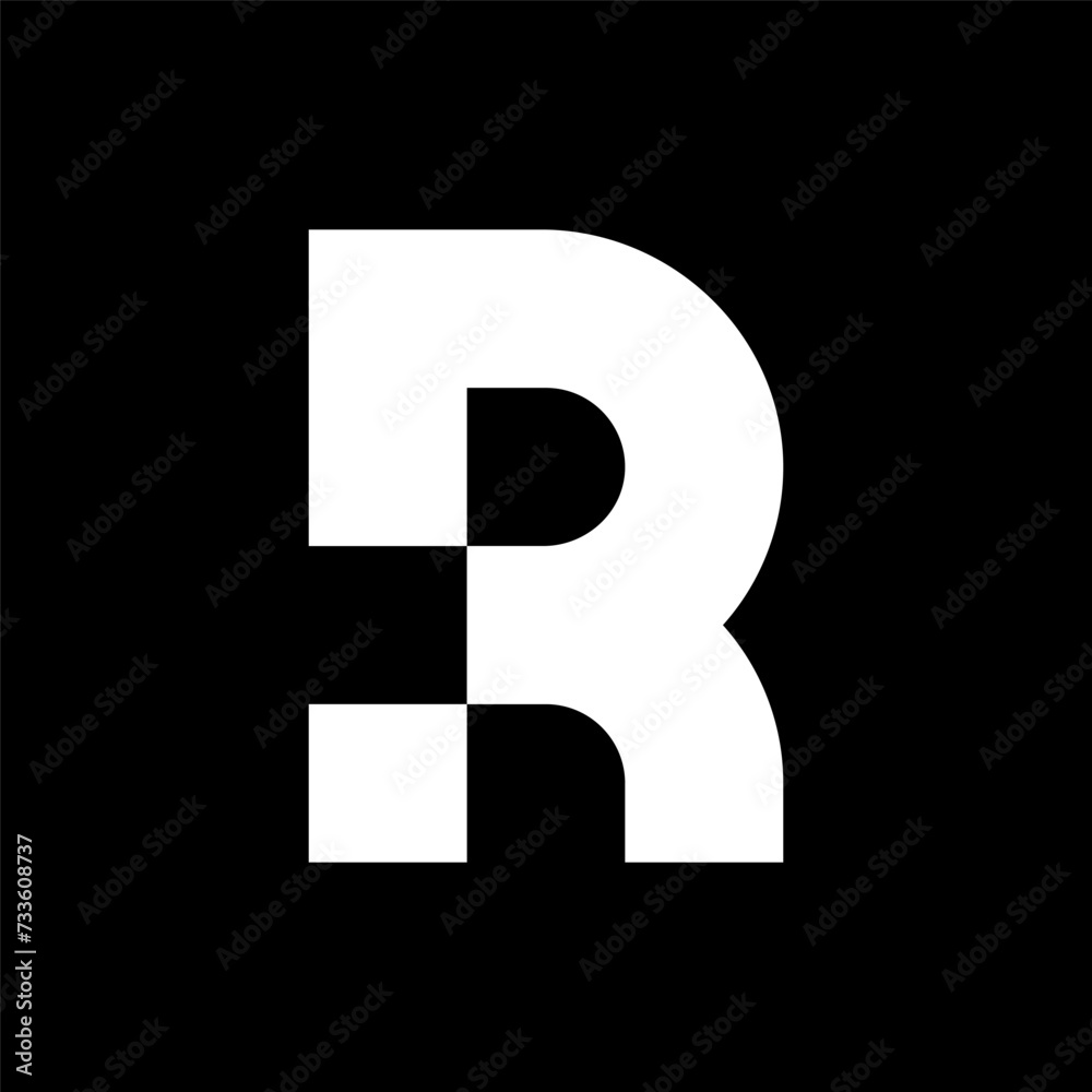 Letter R pixel digital simple creative logo Letter R pixel digital simple creative logo