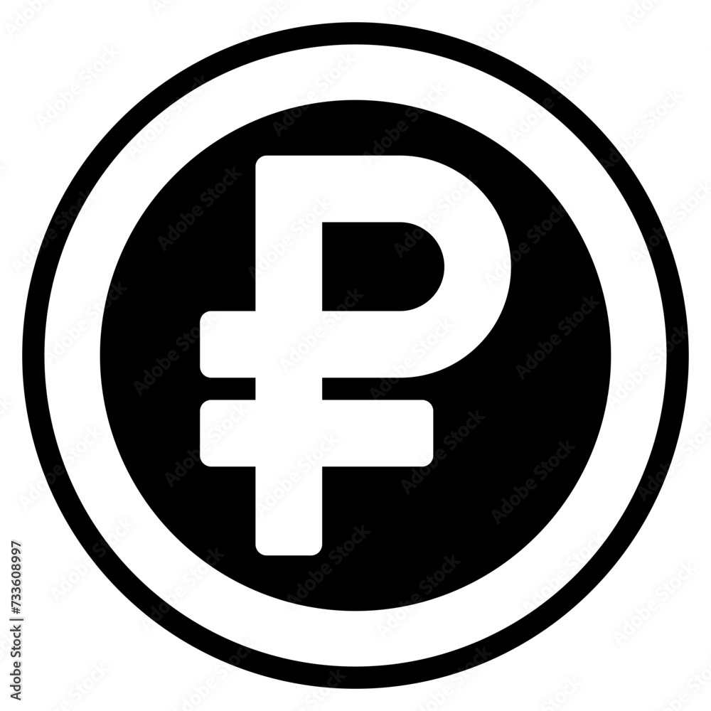 Ruble, Coin, Money, Solid Icon Ruble, Coin, Money, Solid Icon
