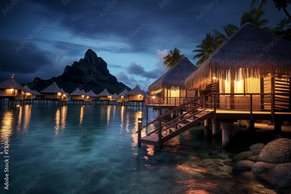 Tropical Night: Serenity at Bora Bora Resort generative ai Tropical Night: Serenity at Bora Bora Resort generative ai