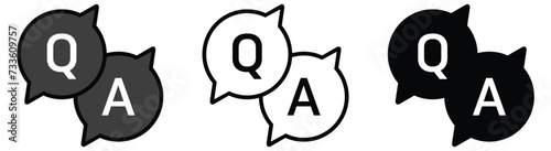Questions and answers icon with speech bubble and q and a letters