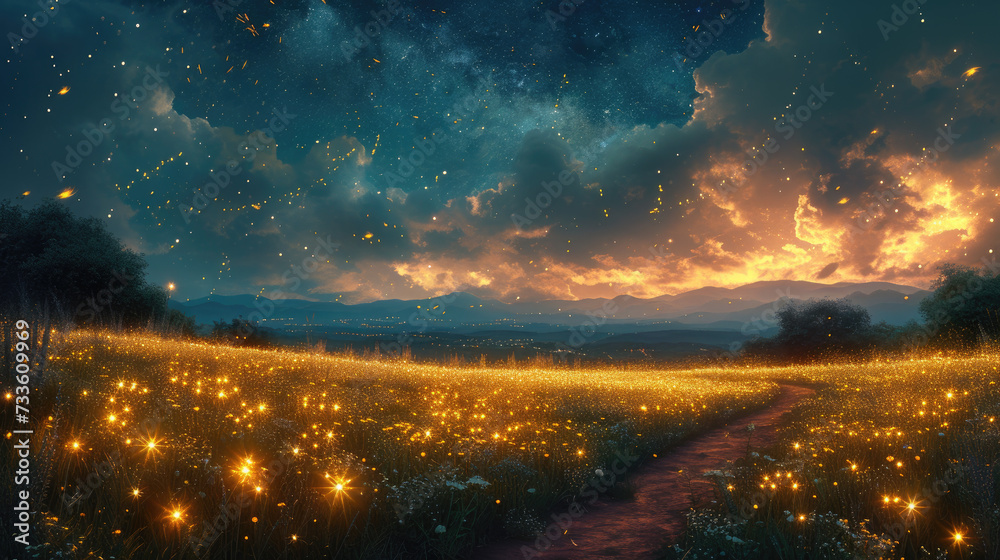 Meadow Magic: Firefly-Lit Night