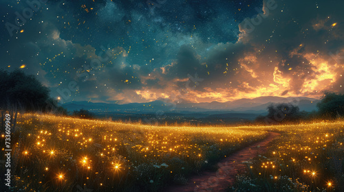 Meadow Magic: Firefly-Lit Night