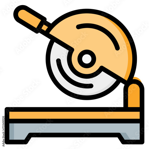  cutting, carpentry, industry, saw, hand saw, machine, cut, construction and tools, electric Filled Outline Icon
