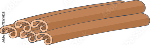 Fragrant cinnamon sticks illustration