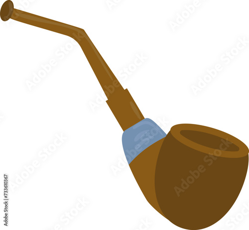Tobacco pipe flat vector illustration