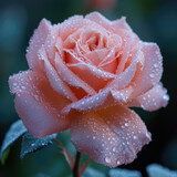 A Pink Rose: Morning Mist with Droplets Clinging