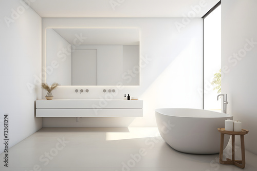 Modern bathroom interior , Interior of modern bathroom with white walls,