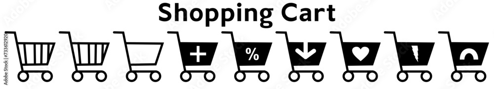 Set collection of vector shopping cart icons. Set collection of vector shopping cart icons.
