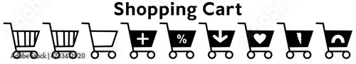Set collection of vector shopping cart icons.