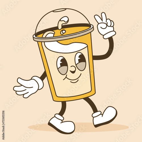 Plastic cup with lid emoticon, beverage character