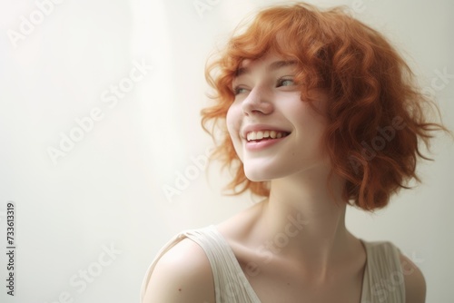 A background image featuring a smiling young woman gazing into the distance, with ample room for customization, creates a versatile backdrop that evokes a sense of optimism and possibility.