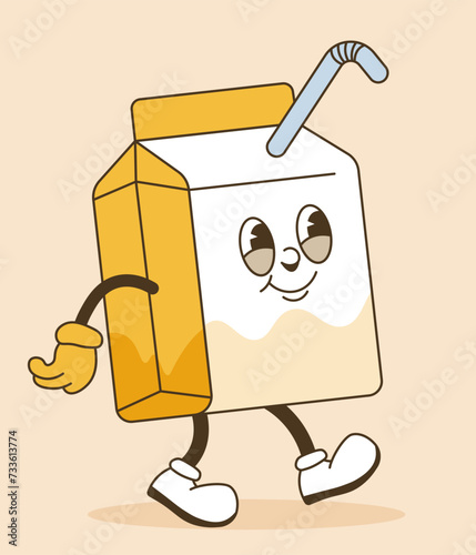 Packaging with straw, mascot or emoticon