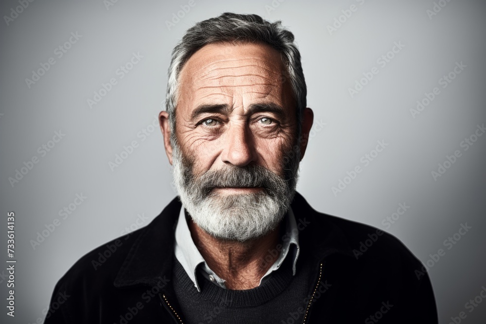 Portrait of a handsome senior man with grey beard and mustache. Portrait of a handsome senior man with grey beard and mustache.