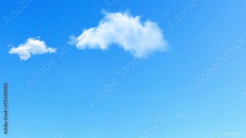 Beautiful white clouds approach the point of view backed by a vivid blue sky in this 20 second loop photo