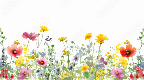 Vector watercolor banner with beautiful flowers framed for spring celebration