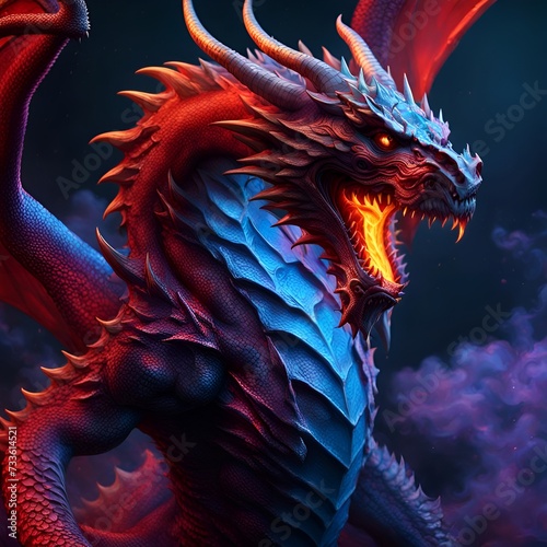 red and blue dragon © Mason