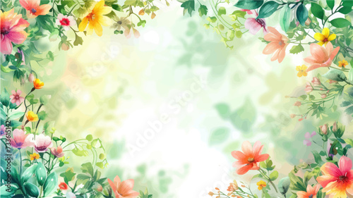 Vector watercolor banner with beautiful flowers framed for spring celebration © Alice