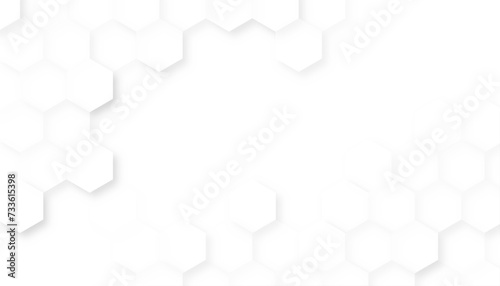 3D rendering hexagon abstract background. White background texture