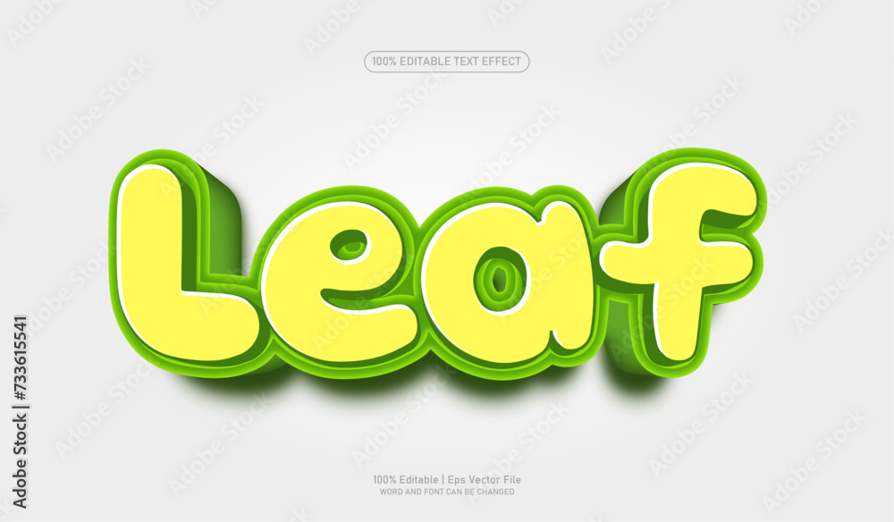Leaf 3d editable premium vector text effect