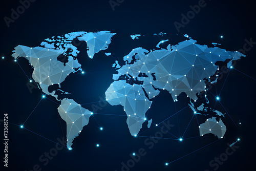 Global network connection illustration World map point generated with AI