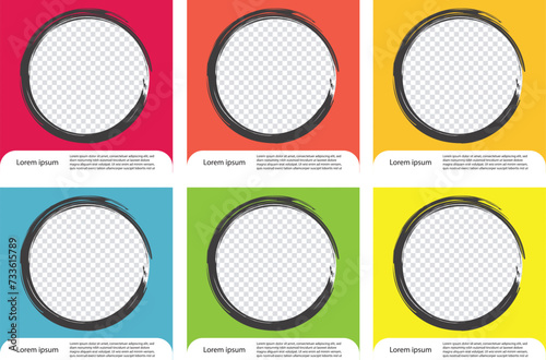 posts on social media vector illustration. Yellow green blue red purple background. Suitable for social media post web banner. square template. 