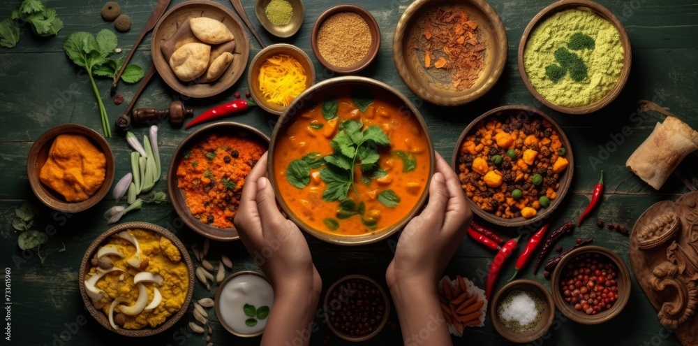 Curry Delight: Exploring Indian Cuisine with Vibrancy generative ai