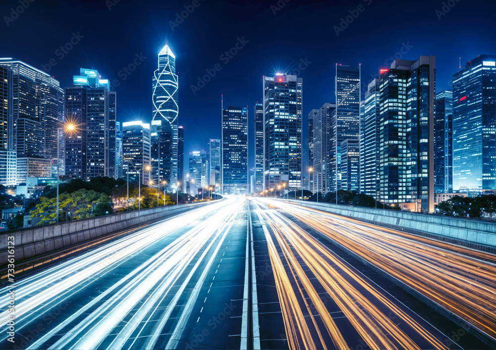 the light trails on the modern building background in india the light trails on the modern building background in india