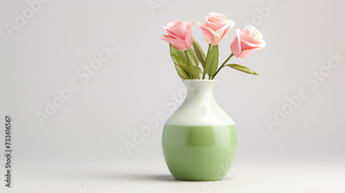A green and pink vase