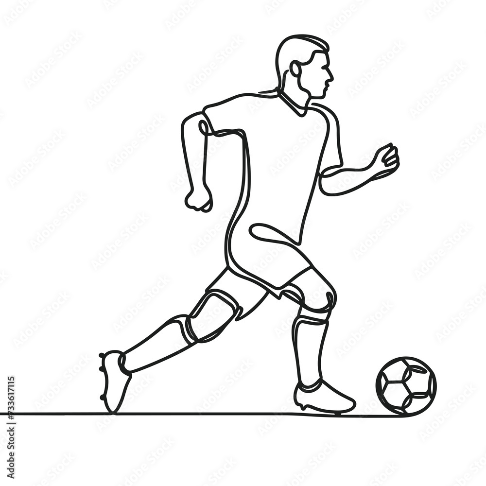 Soccer player in line drawing style