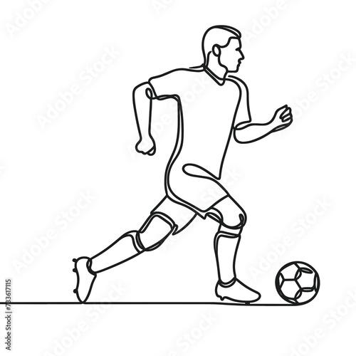 Soccer player in line drawing style