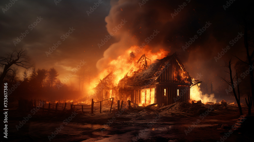 A house damaged by fire