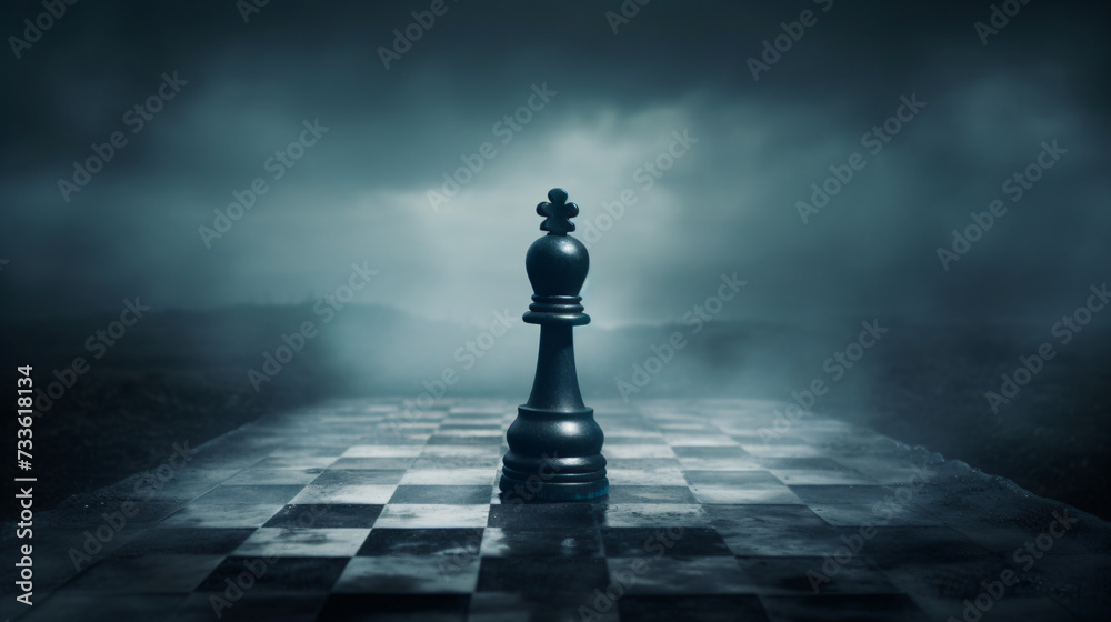Fototapeta premium A lonely chess piece on a chessboard