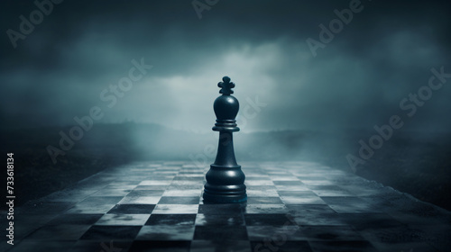 A lonely chess piece on a chessboard