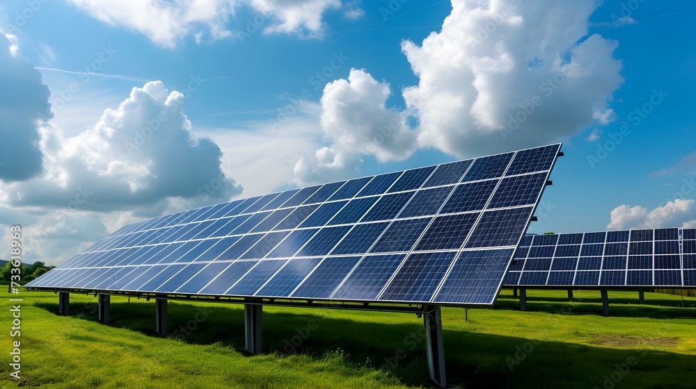 Solar array panel plate in an open field Solar array panel plate in an open field