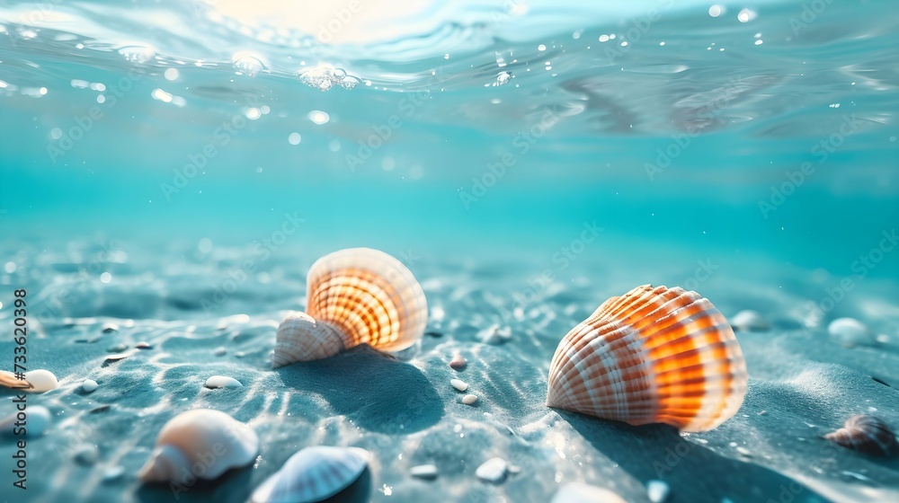 Sea Shells Under the Water - Copy Space Sea Shells Under the Water - Copy Space
