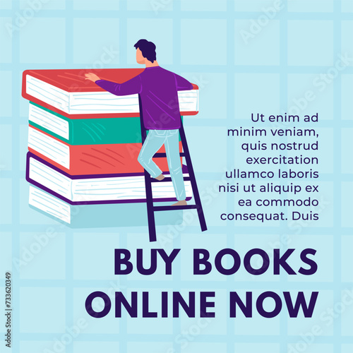 Bookstore or library, buy books now, promo banner