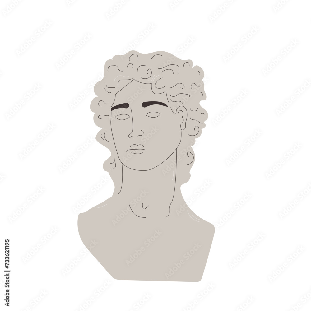 Antique ancient greek god head. Busts in modern retro style set isolated on white background. Vector flat illustration Antique ancient greek god head. Busts in modern retro style set isolated on white background. Vector flat illustration