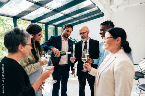 Businessmen and businesswomen making a corporate party