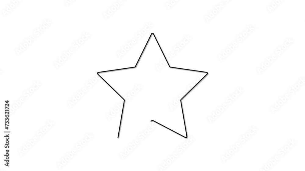 Star self drawing animation, animated line on white background. Star self drawing animation, animated line on white background.