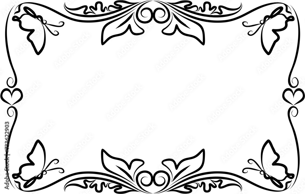 wedding frame with butterfly