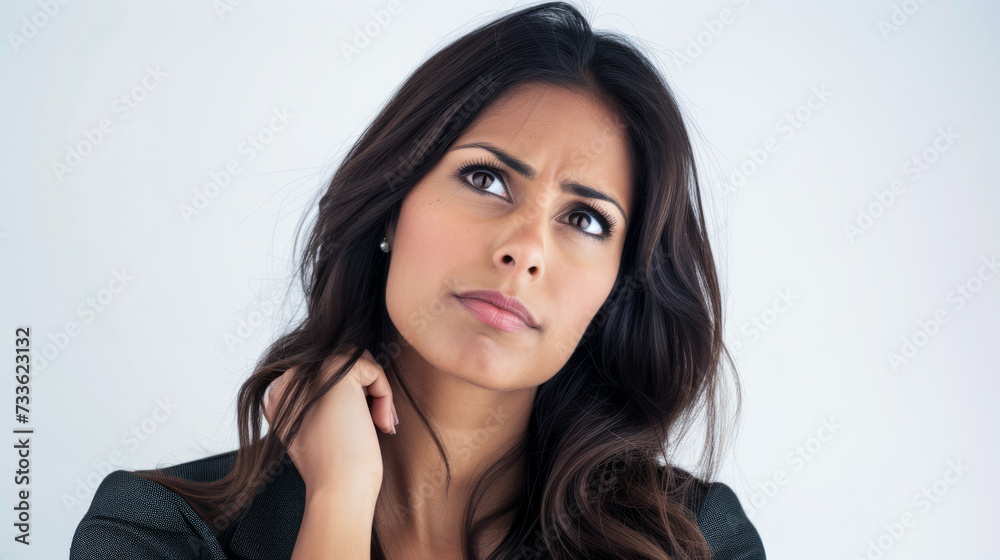 Indian businesswoman portrait with a white copy space background Indian businesswoman portrait with a white copy space background