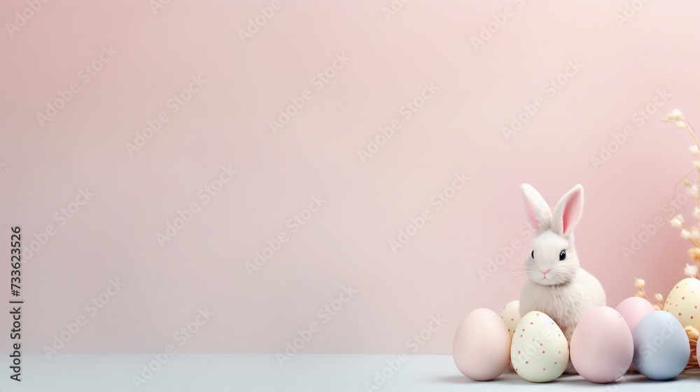 A serene setting with a pastel Easter bunny