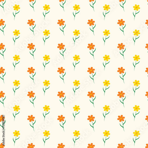 Yellow and orange flowers pattern,spring pattern,vector illustration