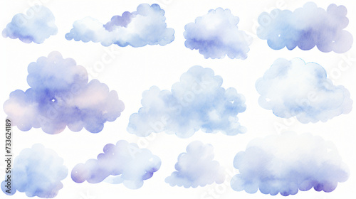 watercolor painted clouds