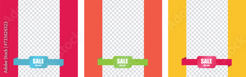 posts on social media vector illustration. Purple pink yellow background. Suitable for fashion sale social media post web banner. square template.